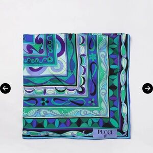 Emilio Pucci Blue and Green Silk Scarf